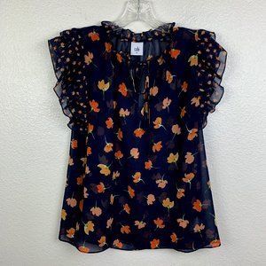 Cabi #5522 Poppy Flutter sleeve sheer top MEDIUM